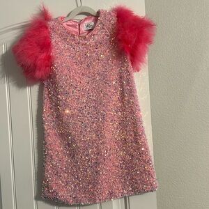 LOLA & THE BOYS ROSE FEATHER PARTY DRESS